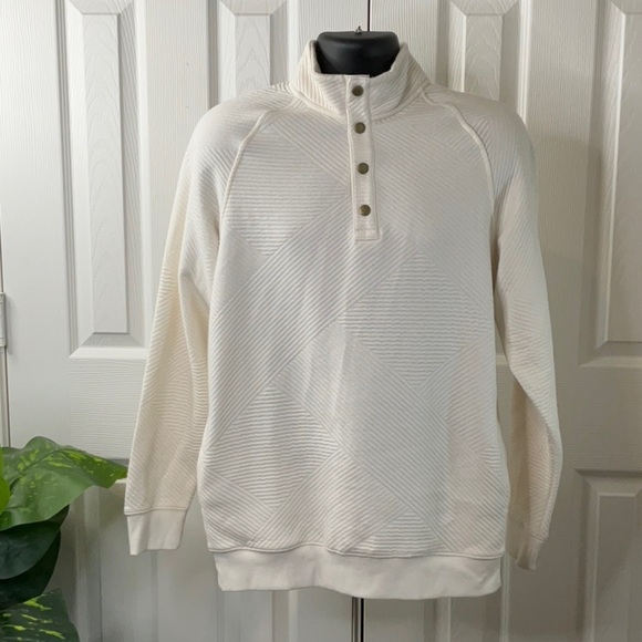 Goodfellow & Co  Men's Quilted Snap Pullover
Sweatshirt Ivory Various Sizes - Picture 2 of 13